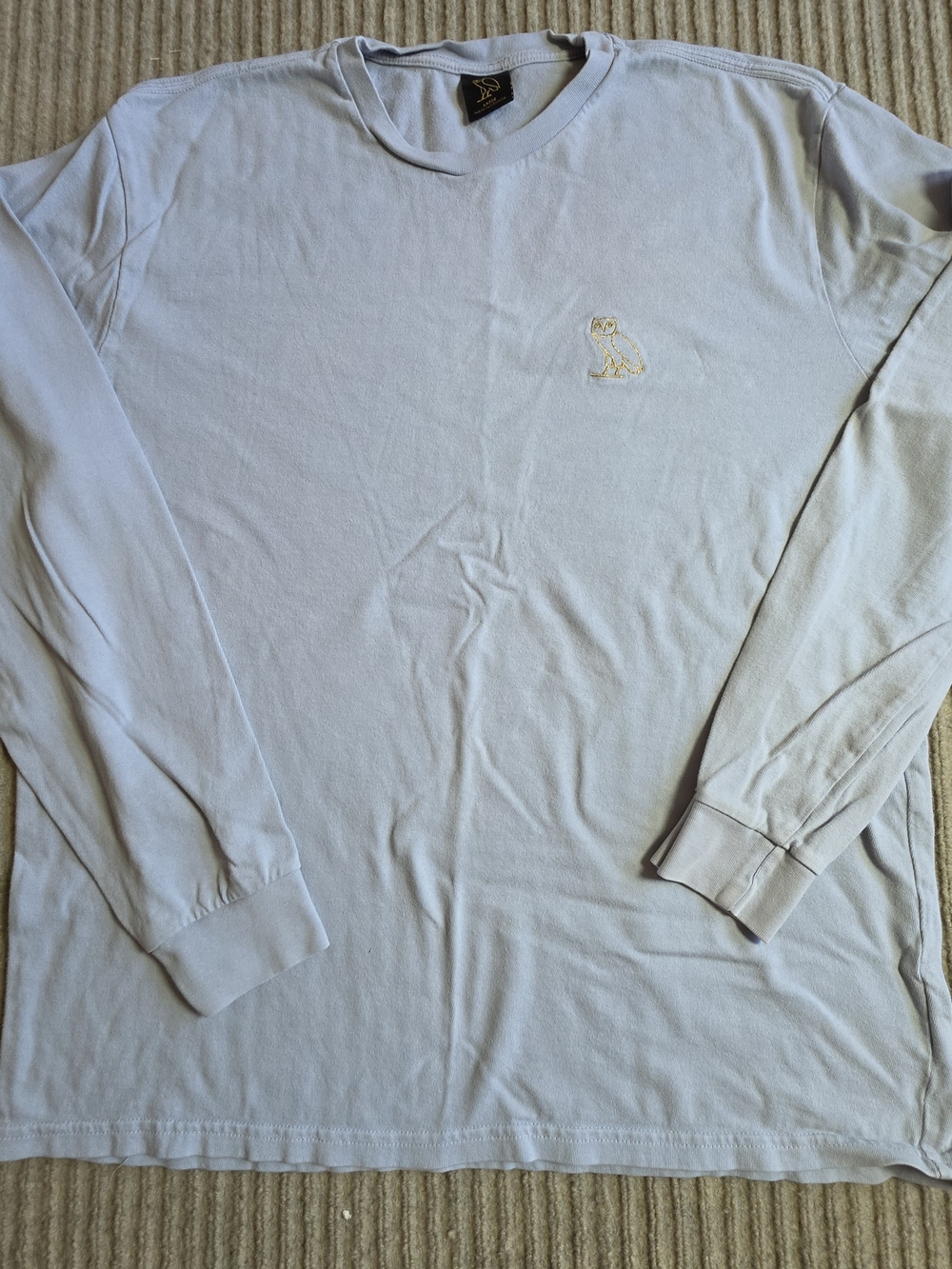 OVO Octobers Very Own Long Sleeve Men’s Crewneck Shirt Blue Large